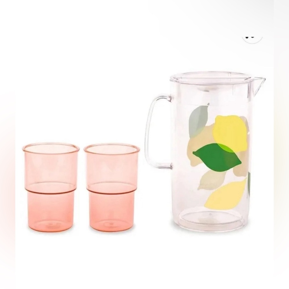NIB KATE SPADE NEW YORK Lemon Pitcher & Set of 2 Cups